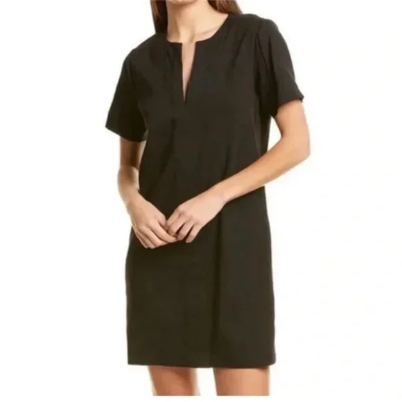 theory short sleeve shift dress Panel Shift Dress in Good Linen
